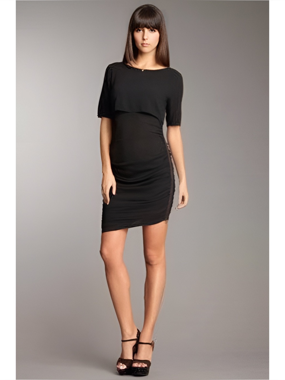 BCBGMaxAzria Sevrat Gathered Side Zip Dress XS Black